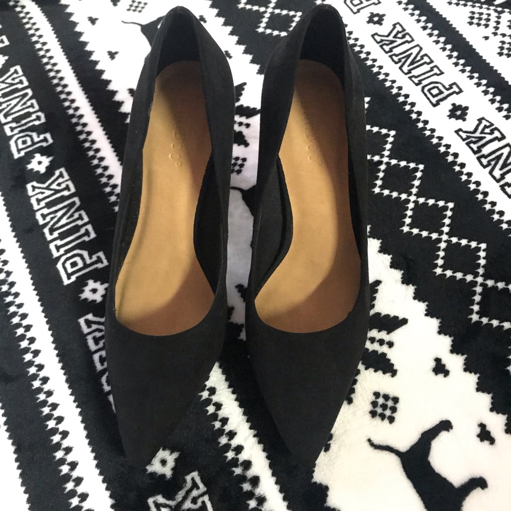 Black suede block heels